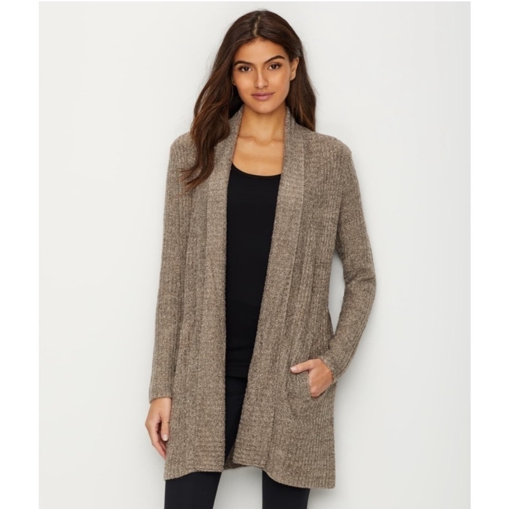 Barefoot Dreams Taupe Open-Front Cardigan 1X